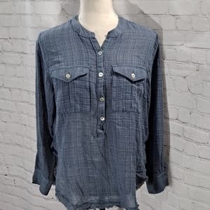 Free People Blue Talk To Me Shirt